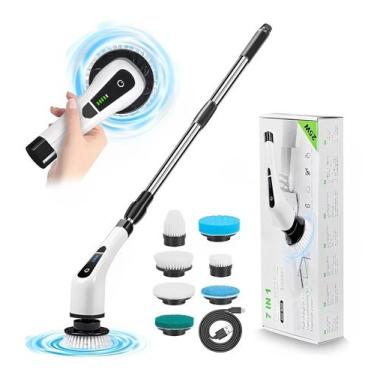 Imagem de Escova de Limpeza Elétrica 7 em 1 Giratória Esfregão Sem Fio Cabo Ajus