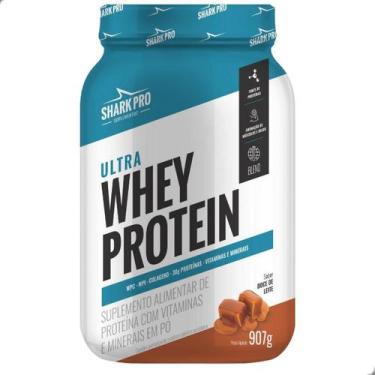 Imagem de Ultra Whey Protein Albumina Colageno Pote 900g Shark Pro, Doce de Leit