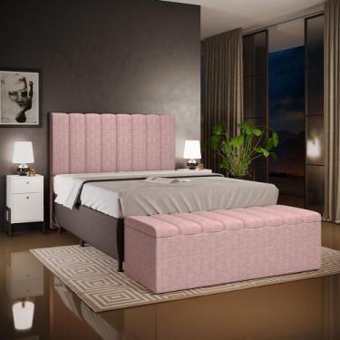 Imagem de Kit Cabeceira Cama Box Queen 160cm e Calçadeira Recamier Baú Dália W01