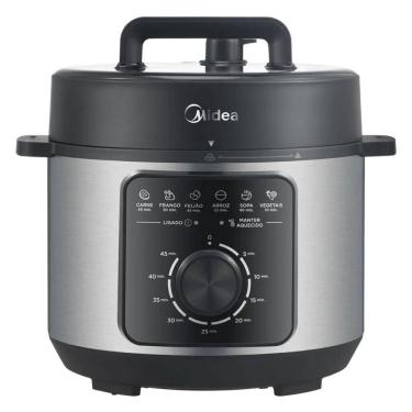 Imagem de Panela de Pressão Elétrica Midea 4L Preta e Inox com Função 4 em 1 110V