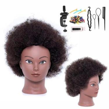 Imagem de Cabeça de Manequim Eiohlnd 25 cm com Cabelo Humano para Treinamento