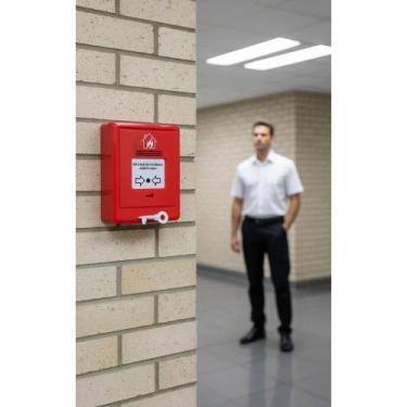 Imagem de Acionador Manual Alarme Incêndio Rearmável Vermelho 24Vdc - Congratula