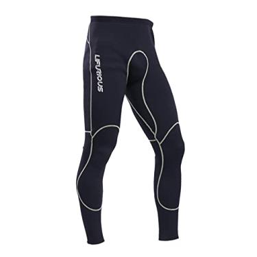 Imagem de Fancyes Calça de masculina 2mm neoprene para homens em água, leggings de, snorkel, surfe, ao ar livre, UV, roupa molhada, Preto, XL