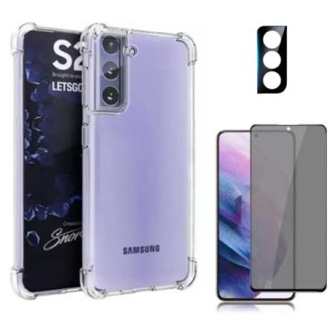 Imagem de C7 Capinha para Samsung Galaxy S21 (6.2) com Capa Anti Impacto TPU, Película de Câmera e Privacidade 3D