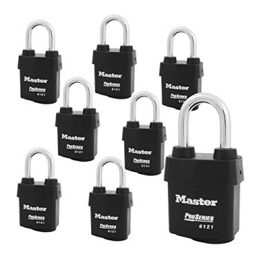 Imagem de Master Lock – cadeados de alta segurança série Pro 6121NKALF com tecnologia BumpStop, 8 Pack