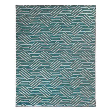 Imagem de Tapete Sala Moderno Geometrico Azulejo 100X150 Cm Azul Claro