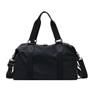 Imagem de Bolsa de viagem fashion para mulheres e homens, bolsa de ginástica à prova d'água grande capacidade bolsa de transporte ombro Weekender Mala de viagem bolsa para dormir, Preto, Bolsa de viagem