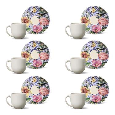 Imagem de Conjunto de Xícaras de Café Porto Brasil Coup Garden em Faiança Feldspática 112 ml - 6 Peças