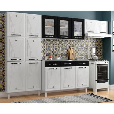 Imagem de Cozinha Compacta Star New 14 Portas 2 Gavetas Branca e Preta