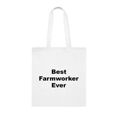 Imagem de Bolsa Tote Farmworker, Best Farmworker Ever Bag, presente de fazendeiro, presente para fazendeiro, bolsa de ombro de fazendeiro, bolsas reutilizáveis de fazendeiro, ideia de de Natal, Branco