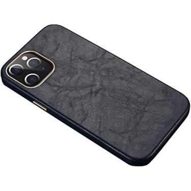 Imagem de HAODEE Capa traseira de telefone de couro genuíno, para Apple iPhone 12 Pro Max (2020) capa de 6,7 polegadas à prova de choque capa de telefone anti-arranhões, carregamento sem fio (cor: preto)