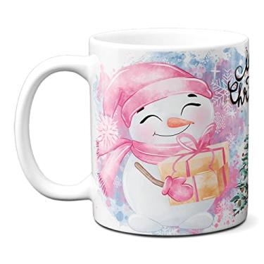 Imagem de Caneca Fofa Boneco De Neve Merry Christmas Papai Noel (Branca)