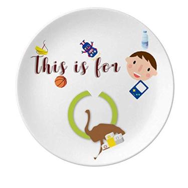 Imagem de Anel de avestruz com contorno de onda prato de porcelana para jantar redondo menino homem