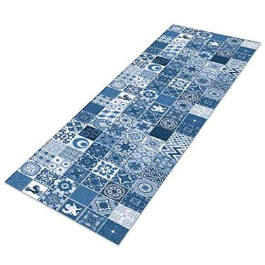 Imagem de Tapete Passadeira Mosaique Antiderrapante Azul-60x180