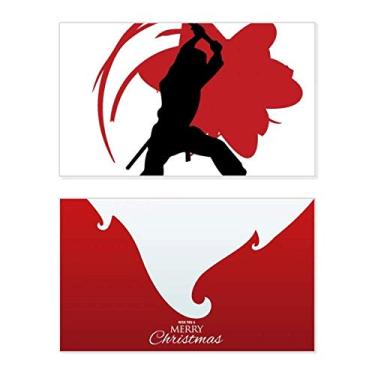 Imagem de Japan Bushido Samurai Sakura Outline Asia Holiday Holiday Merry Christmas Cartões de parabéns Mensagem de Natal