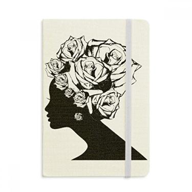 Imagem de Caderno de flores em preto e branco, capa dura oficial em tecido