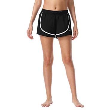 Imagem de Roupa de banho feminina Nonwe com estampa de folhas de secagem rápida e forro de malha preto P