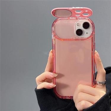 Imagem de Moda Flip Lens Mirror Stand Protector Clear Soft Case para iPhone 13 12 14 Pro Max 11 XS Max Capa traseira transparente, rosa, para iPhone 14 ProMax