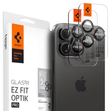 Imagem de Película para lente de câmera Spigen GlasTR EZ Fit Optik Pro Projetado para iPhone 16 Pro Max/iPhone 16 Pro/iPhone 15 Pro Max/iPhone 15 Pro, compatível com capas, série L [2 unidades]
