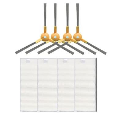 Imagem de Peças de reposição compatíveis com acessórios de aspirador de pó robô Tesvor S6 X500 X520 X600 Pro M1, 4 filtros HEPA e 4 escovas laterais