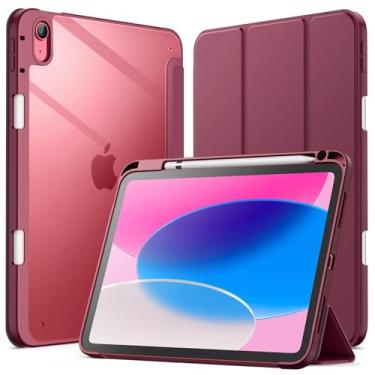Imagem de JETech Capa para iPad (A16) 11ª/10ª Geração (2025/2022) com Porta Pencil, Case Traseira Transparente e Fina À Prova de Choque para Tablet, Despertar/Dormir Automático (Vinho)