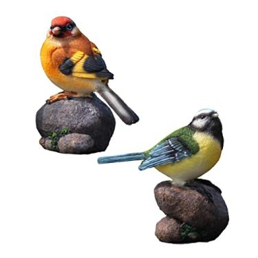 Imagem de Ciieeo 2pcs 1 Conjunto Jardim Em Miniatura Mini Estatueta Decoração De Porta Decoração De Escultura De Pássaro Ornamento De Paisagem Em Miniatura Resina Acessórios Animal