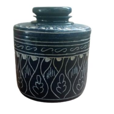 Imagem de Manteigueira francesa  decorada em pedra sabão - Azul