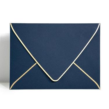 Imagem de Envelopes rosa A7 com borda de ouro rosa 5 x 7 – aba V, selo automático rápido, para cartões 5 x 7 | perfeito para casamentos, convites, fotos, formatura, chá de bebê (rosa), Nbole Blue
