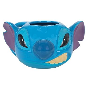 Imagem de Bioworld Stitch Caneca de personagem de cerâmica esculpida azul de 473 ml