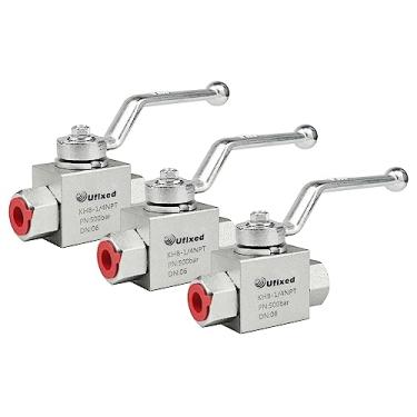Imagem de Ufixed Válvula hidráulica 2 vias 1/4 polegada NPT 7250 Psi de desligamento de alta pressão válvula de esfera de lavadora de pressão 4400 Psi peças da bomba de lavadora de pressão KHB válvula de esfera com alça válvula de mordida de conexão rápida, pacote com 3 peças