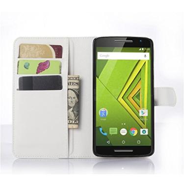 Imagem de Capa para Moto X Play/X3 LUX, capa carteira flip de couro PU premium com compartimento para cartão, suporte e fecho magnético [capa interior à prova de choque de TPU] Compatível com Moto X Play/X3 LUX