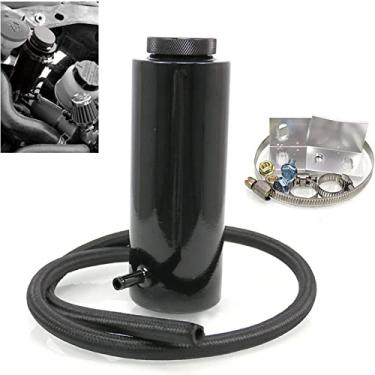 Imagem de RYANSTAR Tanque de arrefecimento de radiador de carro universal 800 ml de expansão de arrefecimento tanque de arrefecimento de arrefecimento reservatório de alumínio Billet preto