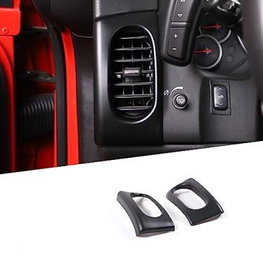 Imagem de LLKUANG Moldura de tomada de ar condicionado para painel de carro compatível com Chevrolet Corvette C6 2005-2013, painel de ventilação central ABS moldura de saída de ar lateral, 2 peças