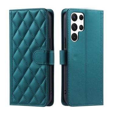 Imagem de Capa de couro com flip magnético tipo carteira para Samsung Galaxy S24 Ultra S23 FE S22 Plus S21 S20 S10 S9 S8 Note 20 10 Lite 9 8, verde, para Galaxy S23 FE