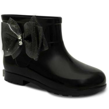 Imagem de Bota Galocha Infantil Nº 21 ao 26 Botinha Chuva Moda Menina 09.45 (Preto, BR, Criança de 1 a 3 anos, Numérico, 24)