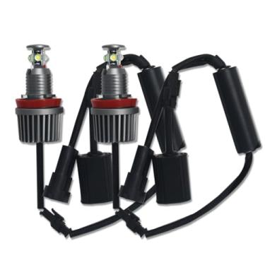 Imagem de Eluseastar H8 E92 Lâmpada LED Angel Eyes Halo Marcadora Xenon Branco 6000K para iluminação de corrida diurna de carro, pacote com 2