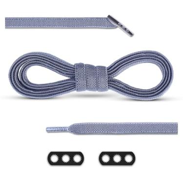 Imagem de Cadarços sem gravata para adultos e crianças Cadarços elásticos planos para tênis - Cordas - Branco, Cinza, 0.52 x 3.27 x 2.11