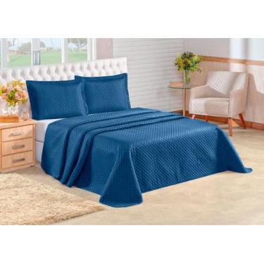 Imagem de Cobre Leito Casal Queen 3 Peças Dupla Face Lisa - Maville, AZUL