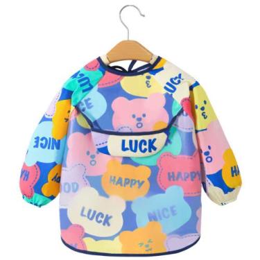 Imagem de Babador Manga Longa BLW Proteção Dupla Impermeável Urso - Minha Estrel