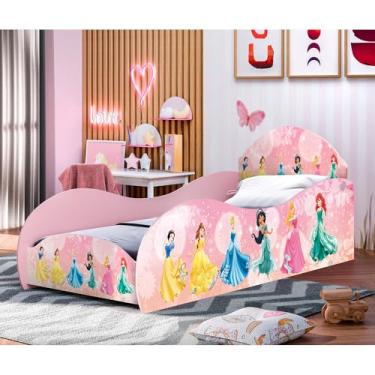 Imagem de Cama Infantil Princesas Tamanho Solteiro E Colchão Gd Moveis - Princesas/Rosa