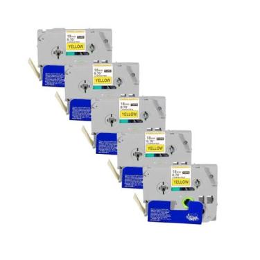 Imagem de Kit 5 Fita Compatível Brother Tz Tze 641 Amarela 18Mm - X-Full