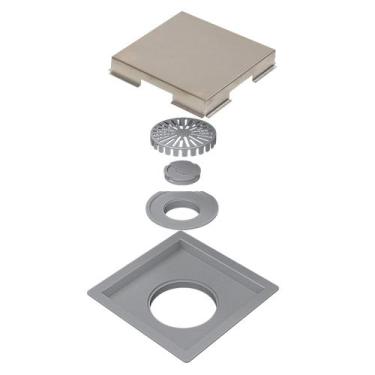 Imagem de Ralo Quadrata Selmetal Base PVC 15X15 Tampa Inox, 15 x 15 cm