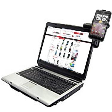 Imagem de Amzer Laptop Mobile Connect com suporte personalizado HTC Thunderbolt ADR6400 - Embalagem sem frustração - Preto