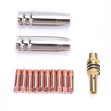 Imagem de Tocha de soldagem, 13 peças, bocal de tocha de soldagem MB-15AK de arco de argônio 0,6/0,8/0,9/1,0/1,2 mm, ponta de contato para kit de tocha de soldagem MIG MAG 15AK (0,8 mm)