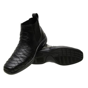 Imagem de Botina Bota Masculina Antistress Ortopédica Escamada Couro Legitimo Co