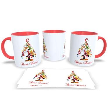 Imagem de Canecas Vermelha de Porcelana Personalizadas  Arvore de Natal - Estamp