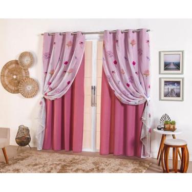 Imagem de Cortina De Oxford Com Voil Estampada Sala E Quarto 280 X 230 - Cris En