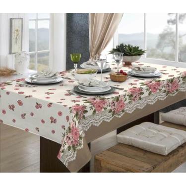 Imagem de Toalha Mesa Tecido De P. A Estamdo  RENDA 6 Lugares 1,40m X 2,20m - TH