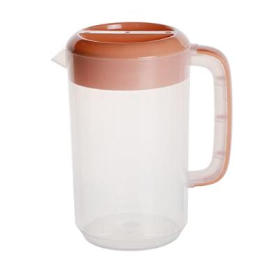 Imagem de Jarra de plástico de plástico de 4 litros/4 L com tampa, jarra grande de água transparente para suco com tampa, alças, medidas para bebidas mistas de café quente e frio (rosa)