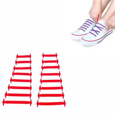 Imagem de 16 Cadarço Silicone Elástico tênis  Adulto Infantil Sem Laço - LULLU P